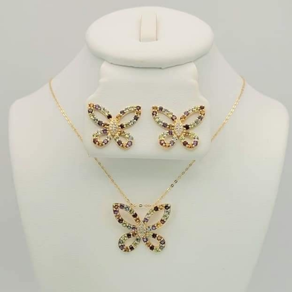 Authentic 18k Gold Butterfly Set Earring & Necklace